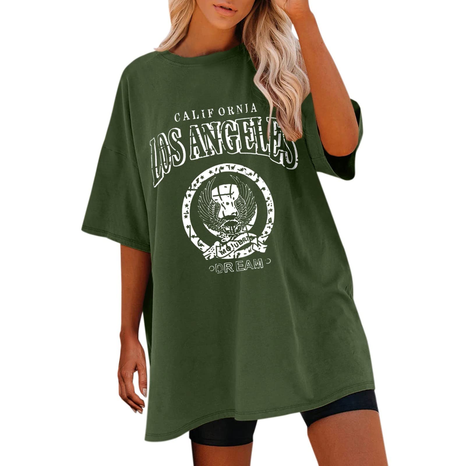 Funny Graphic Tees for Women - Oversized Short Sleeve T-Shirt with Sun and Moon Design | Casual Summer Top for Streetwear, Beach Outings & Festival Fashion