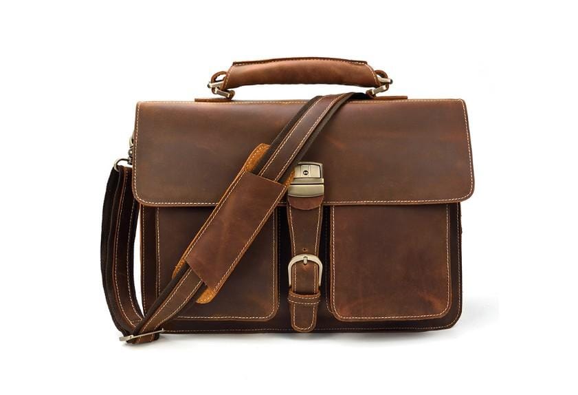 Premium Brown Genuine Leather Messenger Bag for Men & Women - Large Laptop Satchel for Work, School & Travel - Durable Business Briefcase & Stylish College Backpack Alternative