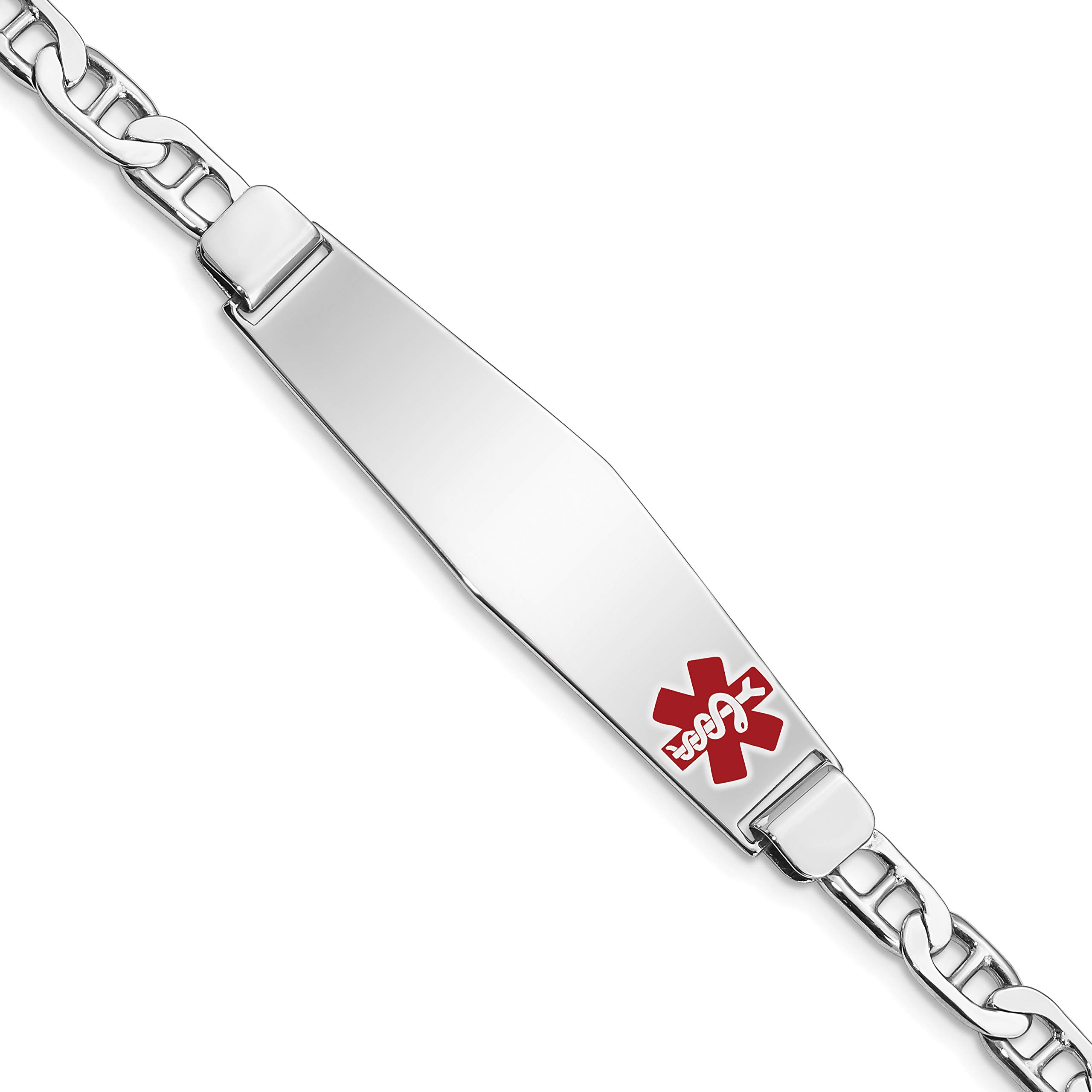 Sterling Silver Rhodium-Plated Medical ID Anchor Link Bracelet for Women & Men - Adjustable Safety Alert Jewelry for Allergies, Diabetes & Emergency Info - Perfect for Everyday Wear & Medical Safety