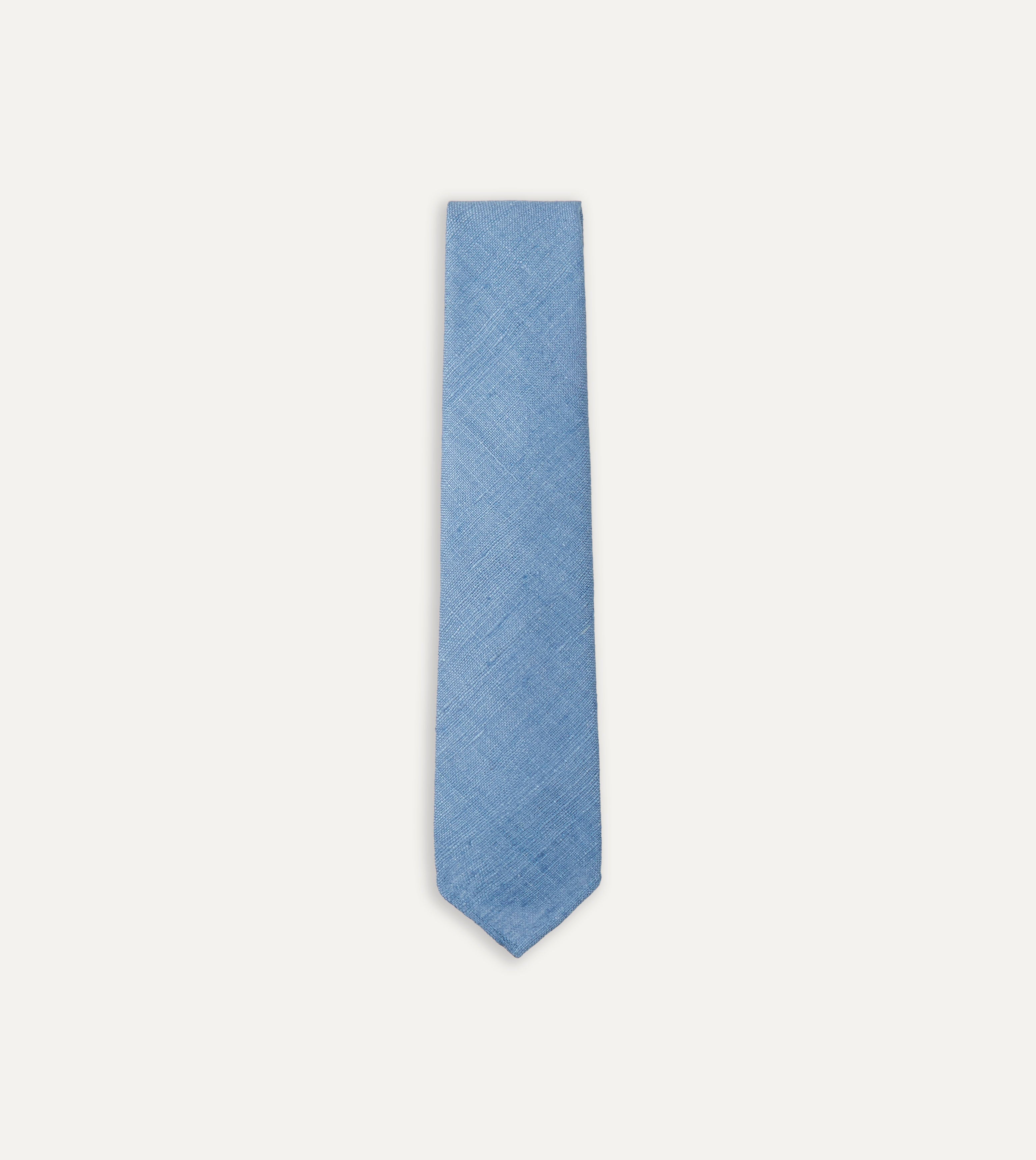 Handmade Blue Tussah Silk Tie for Men - Luxury Hand Rolled Necktie for Business, Weddings & Formal Occasions