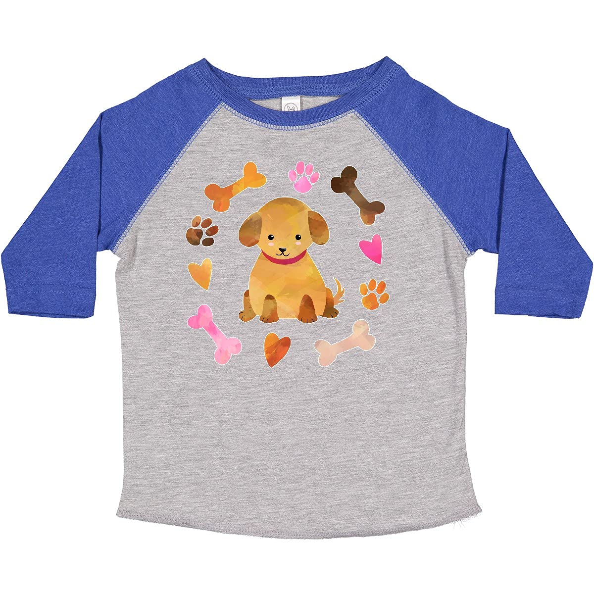 Inktastic Cute Puppy Valentine with Hearts and Bones Toddler T-Shirt - Adorable Dog Lover Outfit for Kids, Valentine's Day Gift, Birthday Present, Casual Wear for Boys & Girls