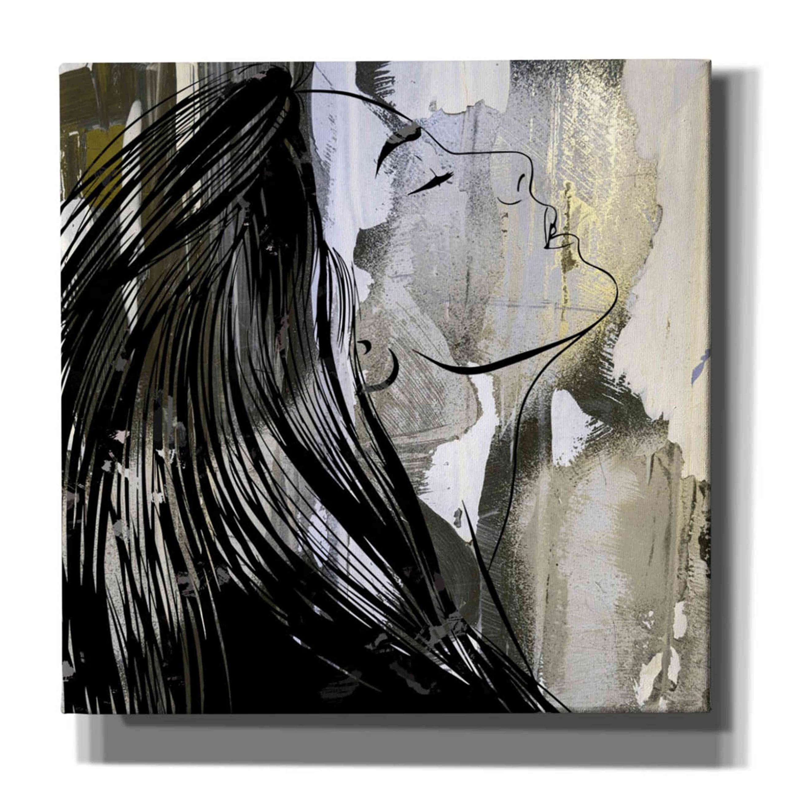 Karen Smith 'Face in The Wall 1' Graffiti Art Giclee Canvas Print - 37x37 Inch Modern Wall Decor for Living Room, Bedroom & Office