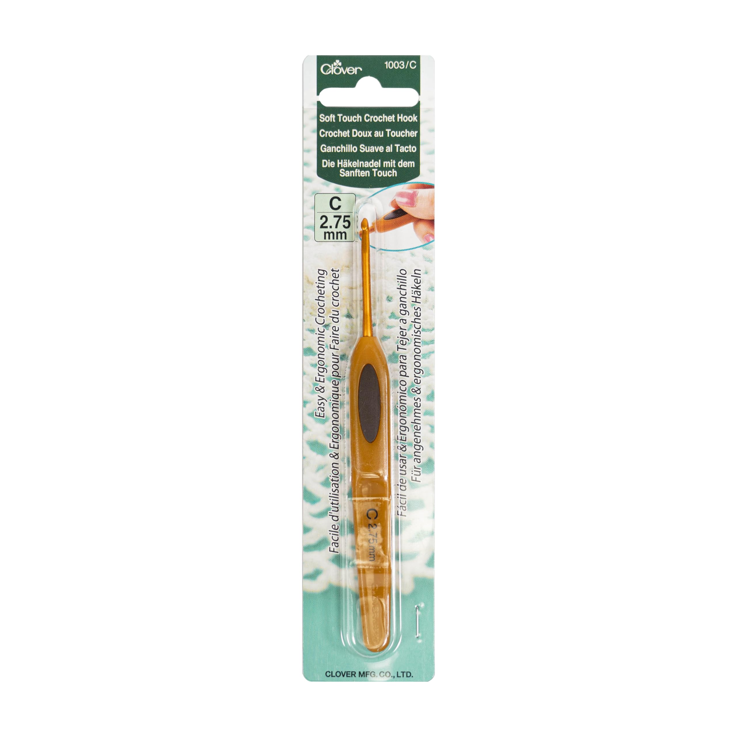 Clover Soft Touch 2.75mm Crochet Hook Size C - Ergonomic Comfort Grip for Knitting, Crocheting & Crafting - Perfect for Yarn Projects, Blankets & Amigurumi