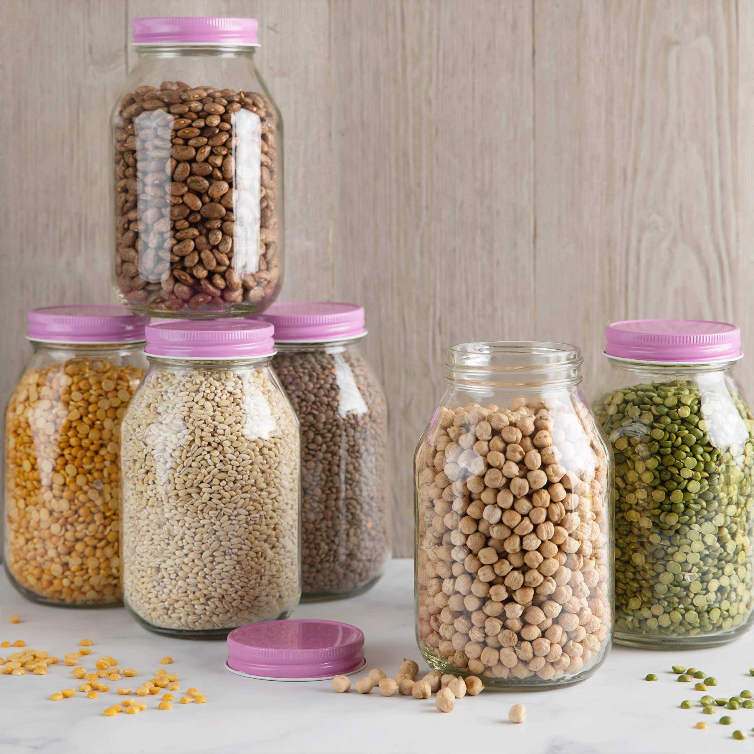 12 Pack 32oz Regular Mouth Glass Mason Jars with Airtight Lids - Perfect for Pickling, Canning, Fermenting, Food Storage | Ideal for Jams, Sauces, Kombucha, Kefir, Fruits & Preserves | Great for Home Kitchen, DIY Projects & Pantry Organization