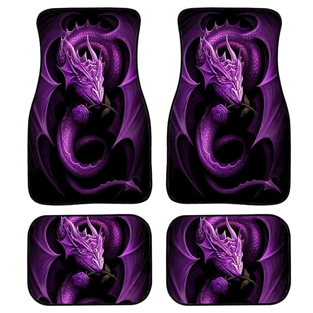Purple Dragon Car Mats Set of 4 - Durable Front & Rear Floor Liners for Cars, Trucks, SUVs & Vans - Heavy Duty Auto Interior Accessories for Women & Men - Perfect for Daily Commutes & Road Trips