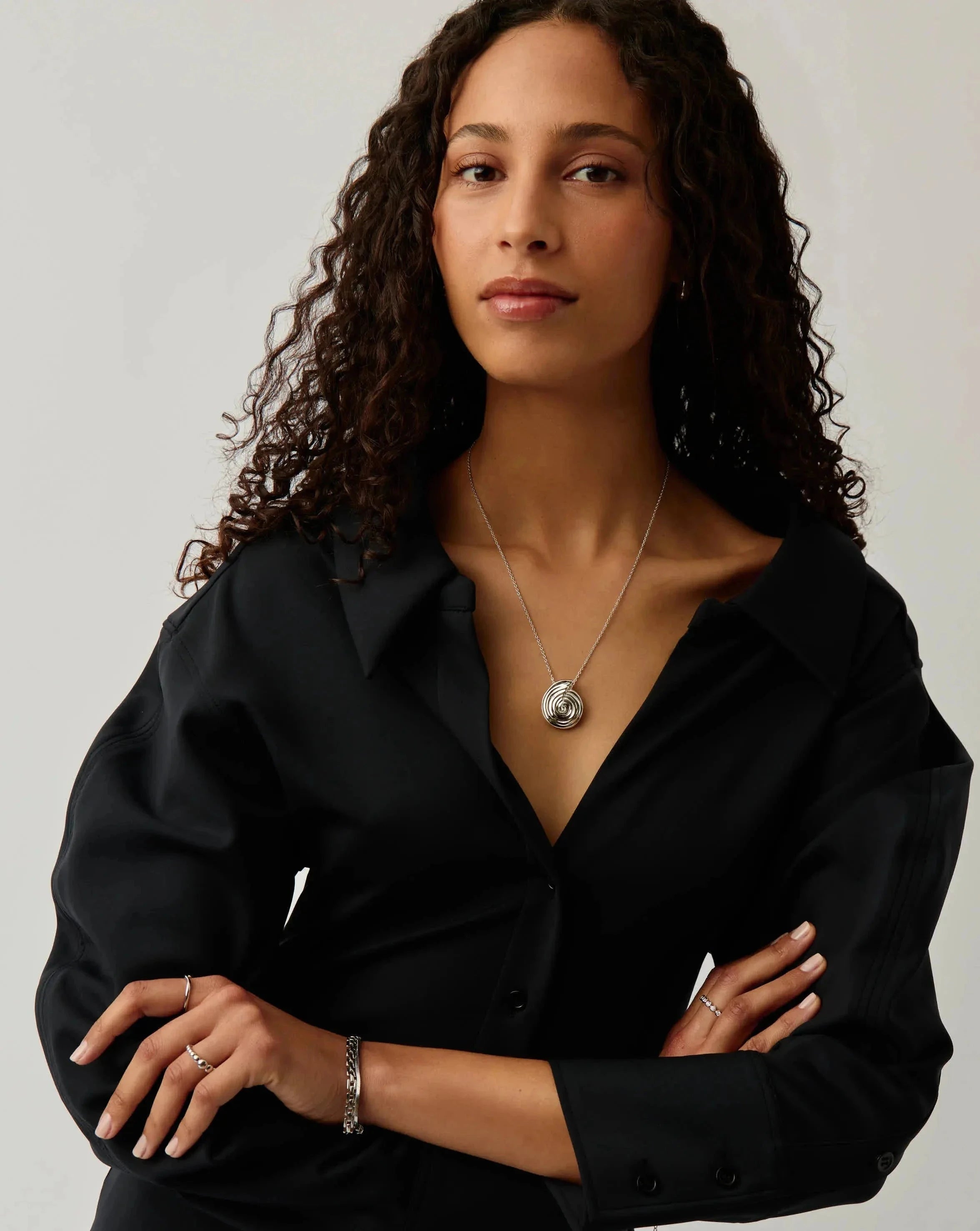 Elegant Spiral Large Pendant Necklace - Silver Plated Statement Jewelry for Women | Perfect for Parties, Weddings & Date Nights