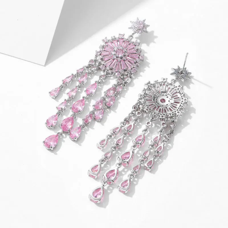 Sparkling Crystal Cubic Zirconia Waterdrop Bridal Earrings - Elegant Wedding Jewelry for Brides, Bridesmaids & Formal Events - Perfect for Weddings, Banquets & Special Occasions