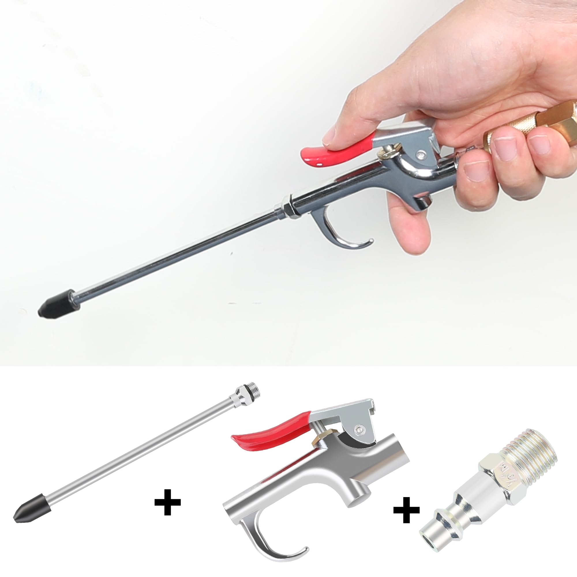 WYNNsky Air Blow Gun Kit with 2PCS Air Flow Extensions & 4PCS Nozzle Tips - 13PCS Complete Air Compressor Accessories Set for Cleaning, Drying, and Dusting - Ideal for Automotive, Workshop, and DIY Projects