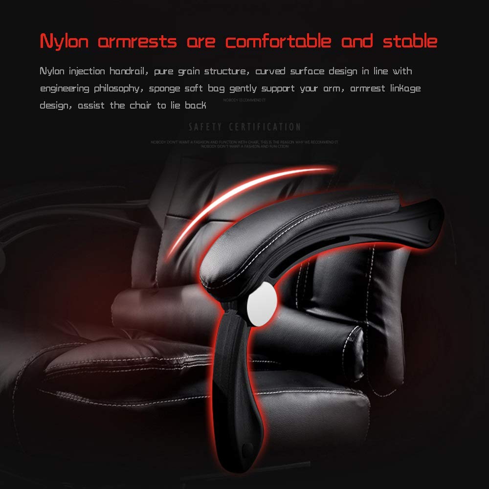 Ergonomic Racing Office Chair with Footrest & Massage - High Back PU Leather Computer Gaming Chair - Reclining & Adjustable - Supports 330 lbs - Black - Perfect for Home Office, Gaming & Workstations