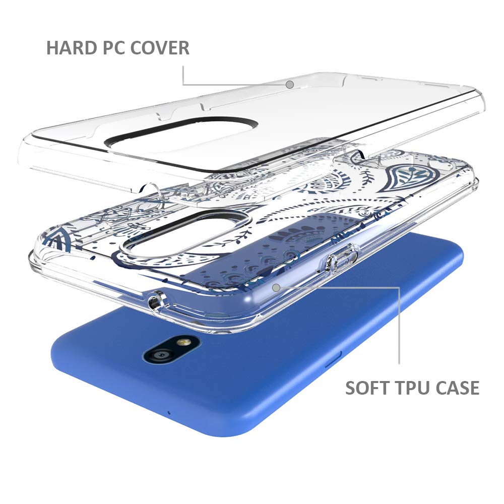 Z-GEN Slim Hybrid Clear TPU Phone Case for LG K40/Harmony 3/Xpression Plus 2 (2019) LM-X420/LG Solo LTE L423DL - Shockproof Protective Cover with AC2 Blue Totem Design - Perfect for Daily Use, Work & Outdoor Activities