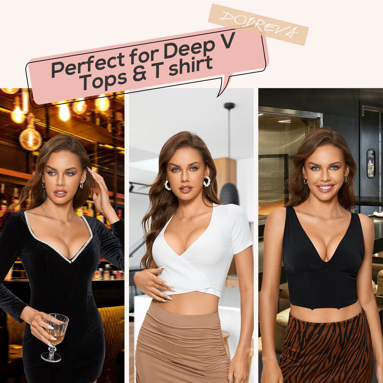DOBREVA Women's Push Up Bra - Plunge Full Coverage T-Shirt Bra with Comfortable Padded Underwire for Everyday Wear & Special Occasions