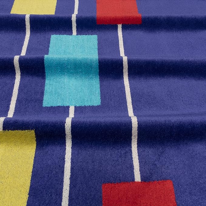 Neon Tiles Oversized 4-Piece Beach Towel Set - Ultra Soft & Quick Dry, 40x70 Inches - Perfect for Pool, Beach, Yoga & Picnic