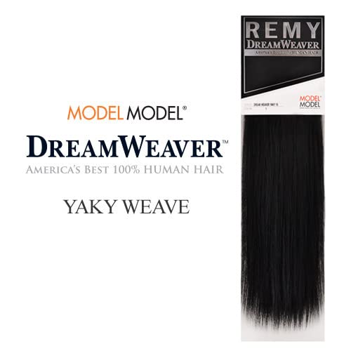 Model Model Dream Weaver Yaky Human Hair Weave - 16 Inch (Pack of 2) 1B Natural Black - Perfect for Protective Styles, Braids & Extensions