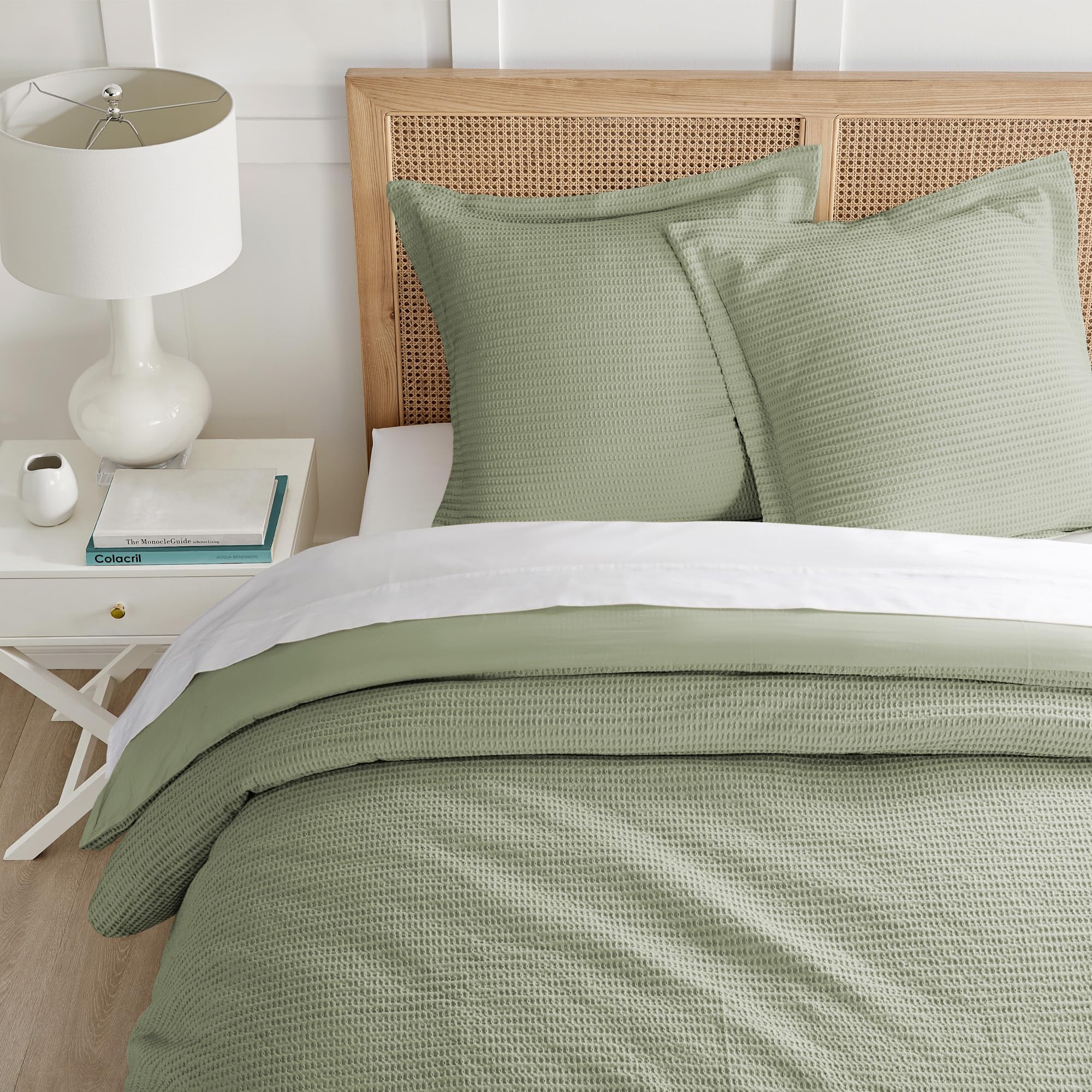 Levtex Home - 2 Pack Cloud Waffle Euro Sham Pillowcases (26x26 Inches) - Soft Waffle Weave Cotton Bedding - Desert Sage Green - Decorative Throw Pillow Covers for Sofa, Bed & Guest Room