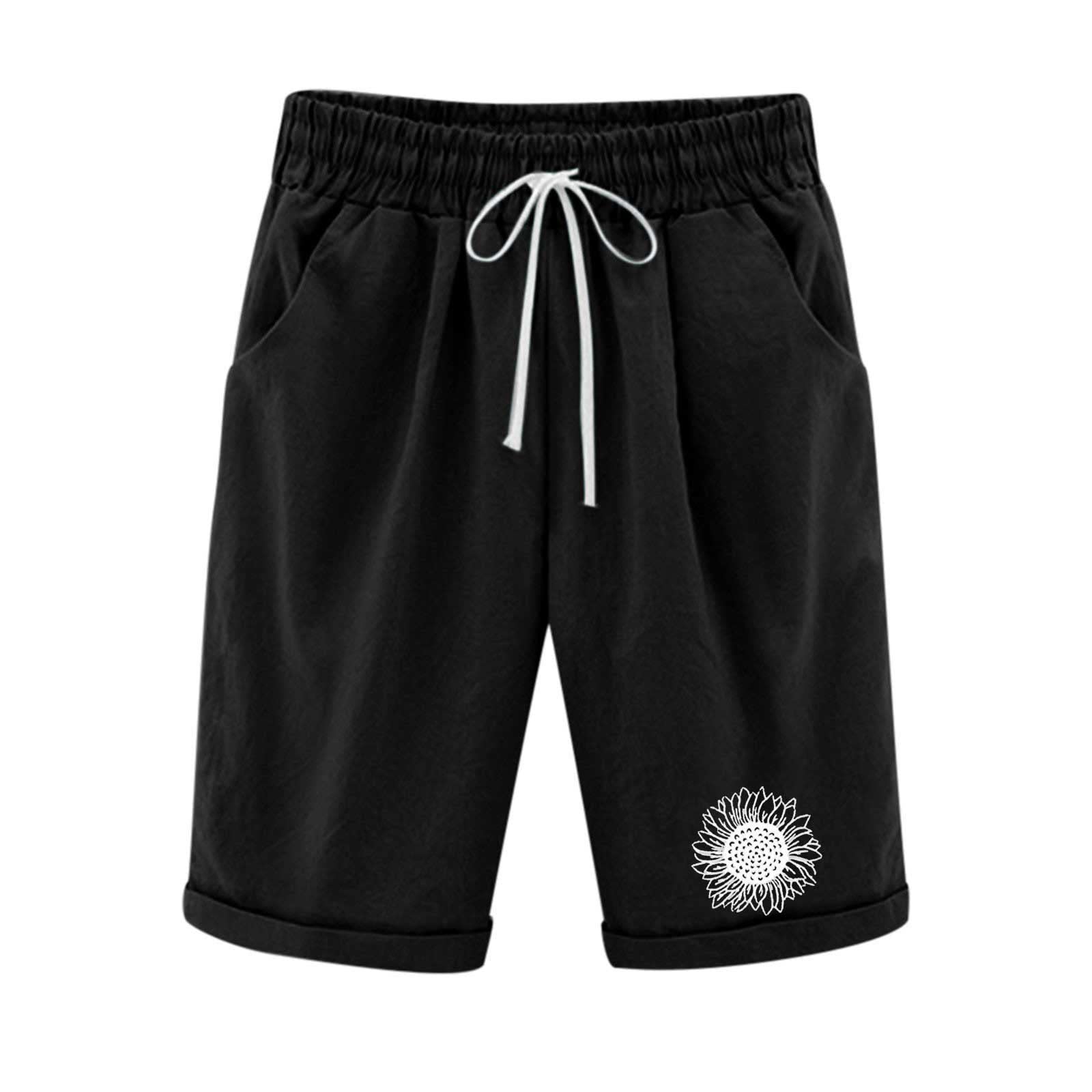 Women's Bermuda Shorts - Summer Cotton Linen Lounge Shorts for Casual Wear