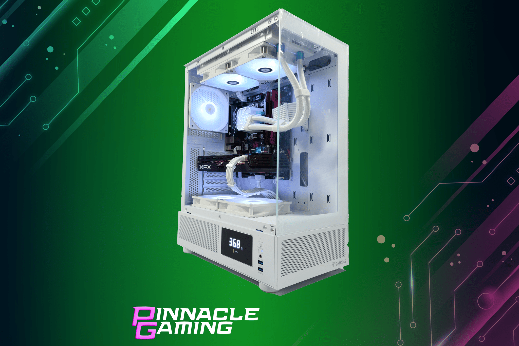 Custom Gaming PC with Water Cooling - RTX 5060, Ryzen 5, 500GB SSD, 8GB DDR4, White Case - Perfect for Esports, Streaming & High-Performance Gaming