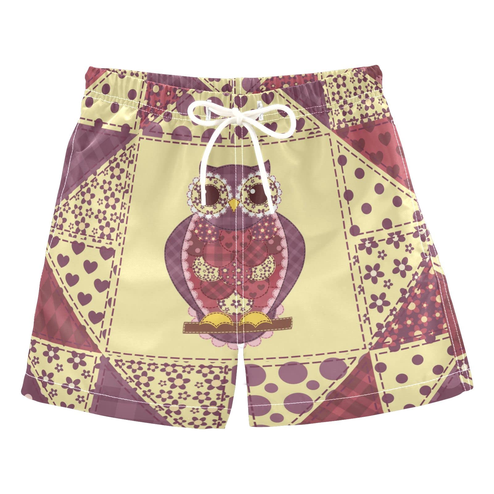 Boys' Owl Patchwork Swim Trunks - Quick Dry Toddler Swimwear for Kids 2-8 Years | Beach, Pool & Summer Water Play