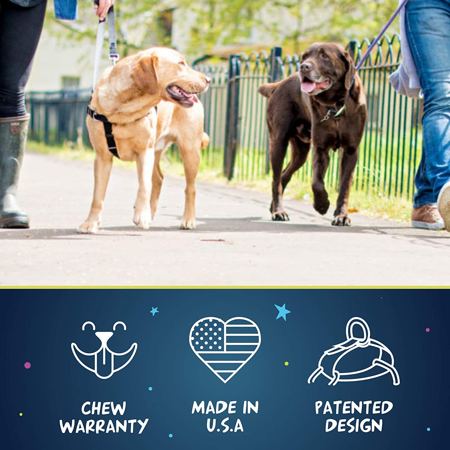 2 Hounds Design Freedom No Pull Dog Harness - Adjustable Pet Harness and Leash Set for Easy Walking & Comfortable Control - Fits Small, Medium & Large Dogs - Navy Blue Solid Color - Made in USA - Perfect for Training, Hiking, and Daily Walks