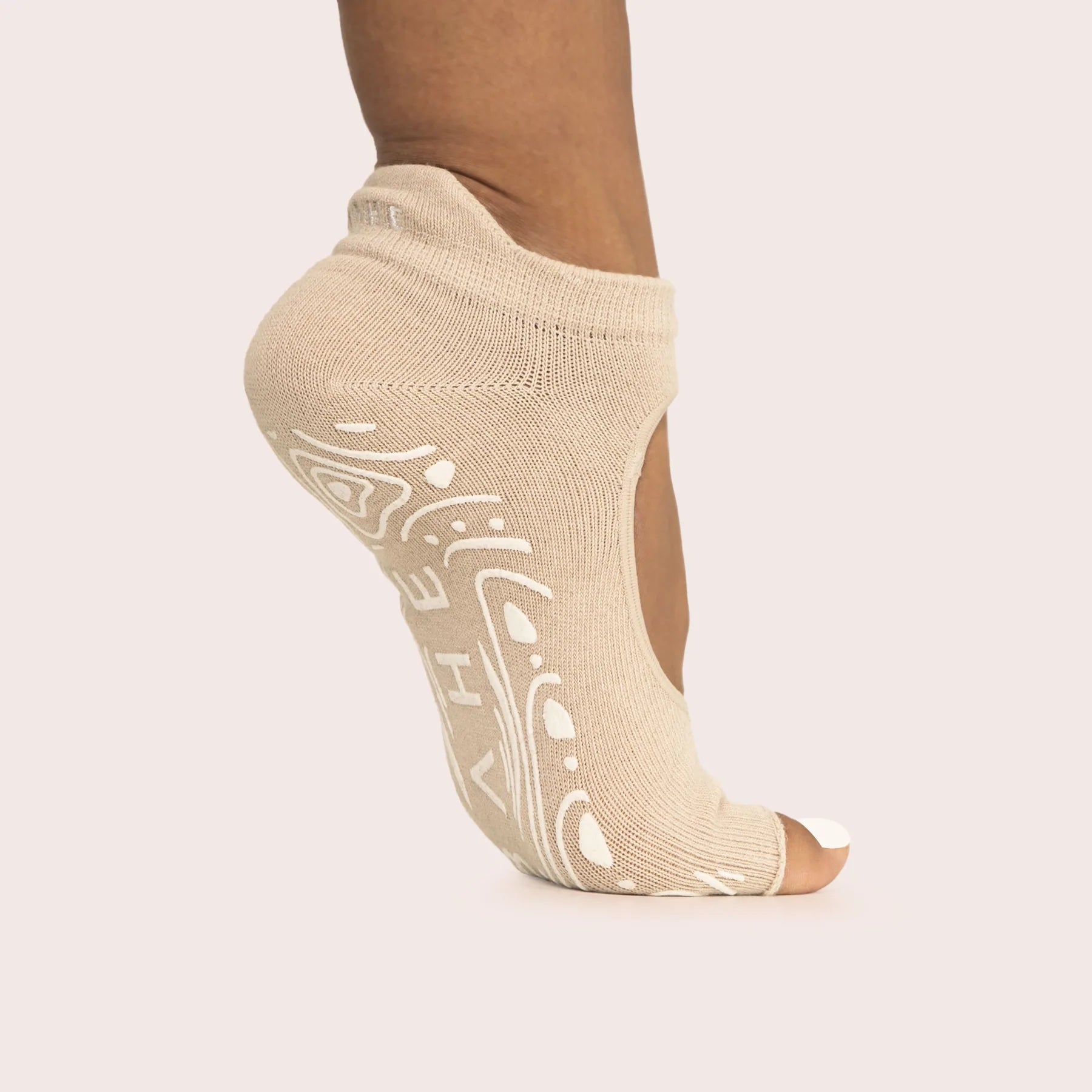 BAHE Non-Slip Open Toe Socks for Women - Breathable Yoga Socks with Grip - Dusty Beige - Perfect for Yoga, Pilates, and Home Workouts