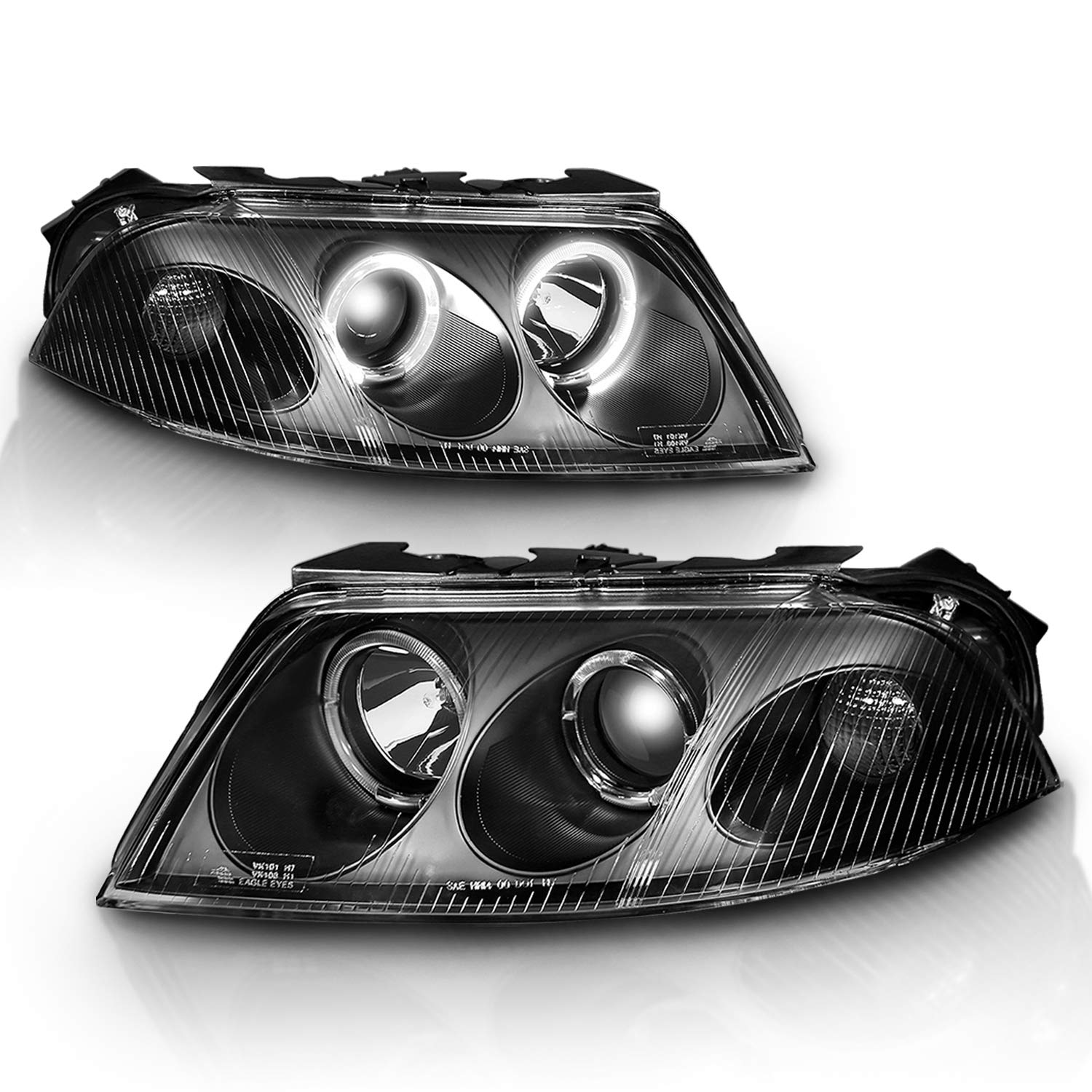 AmeriLite G2 Projector Headlights Halo Black for Volkswagen Passat - Left & Right Side Replacement - Upgrade Your Night Driving & Style