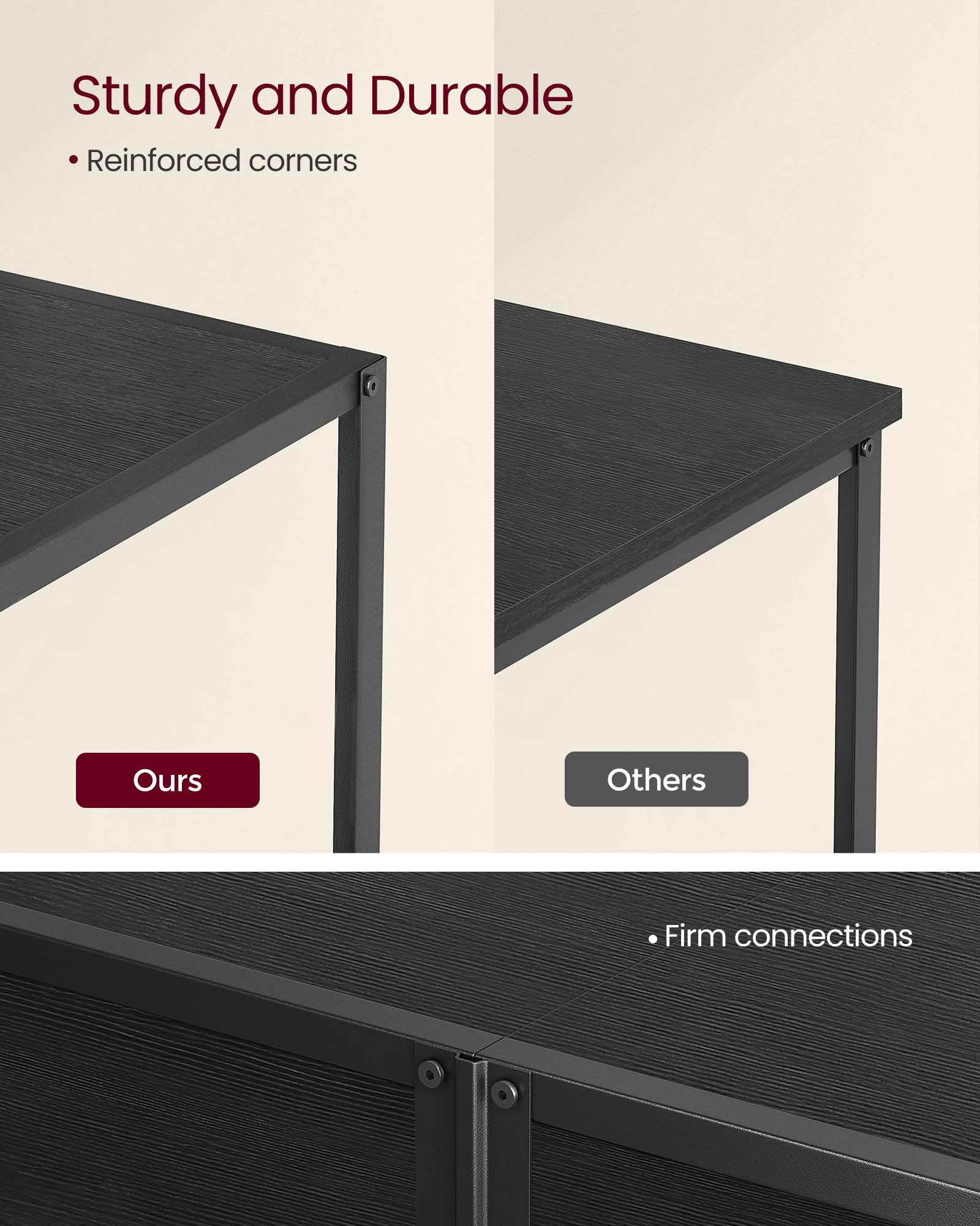VASAGLE Modern TV Stand for TVs up to 75 Inches, 3-Tier Entertainment Center with Open Storage Shelves, Industrial TV Console Table - Black Wood Grain Finish ULTV098B22 | Perfect for Living Room, Bedroom, Home Theater & Office Setup
