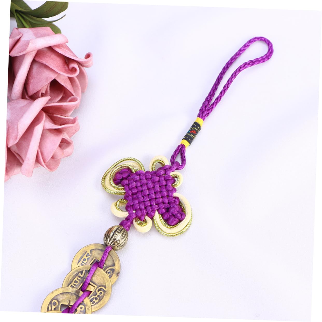 LIFKOME Chinese Money Car Pendant - Feng Shui Copper Coin Hanging Ornament for Good Luck, Wealth & Prosperity | Car Decor Accessory for Home, Office & Travel Protection