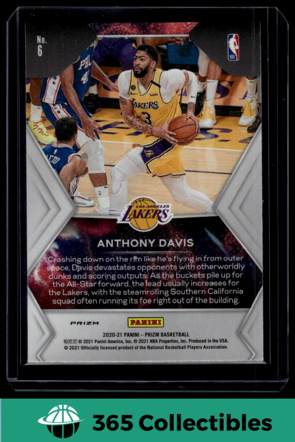 2020-2021 Panini Prizm NBA Anthony Davis #6 Basketball Card - Los Angeles Lakers - Collectible Trading Card for Sports Fans & Memorabilia Enthusiasts (Perfect for Display, Gifts, and Investment)