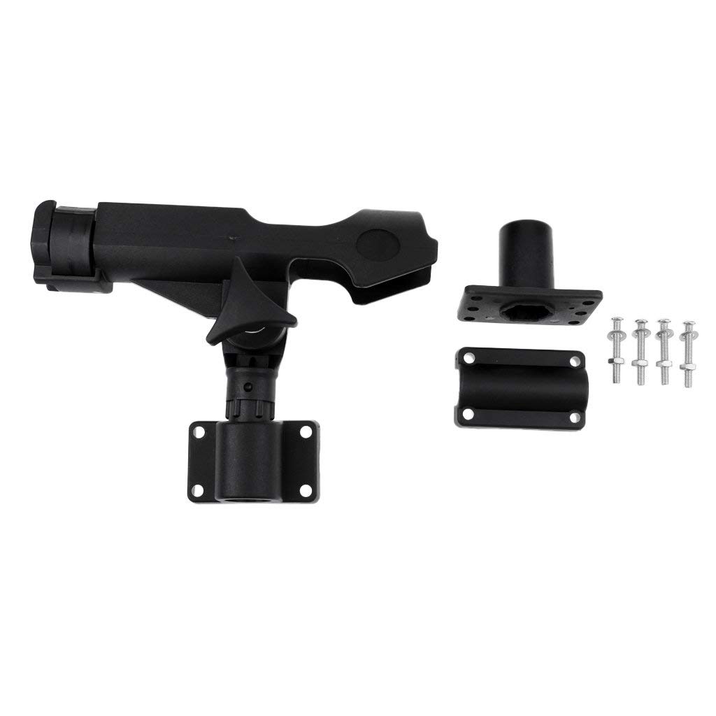 360° Adjustable Black Nylon Fishing Rod Holder for Kayak, Boat & Yacht - Side/Rail/Flush Mount Pole Support Bracket - Perfect for Saltwater & Freshwater Fishing Trips