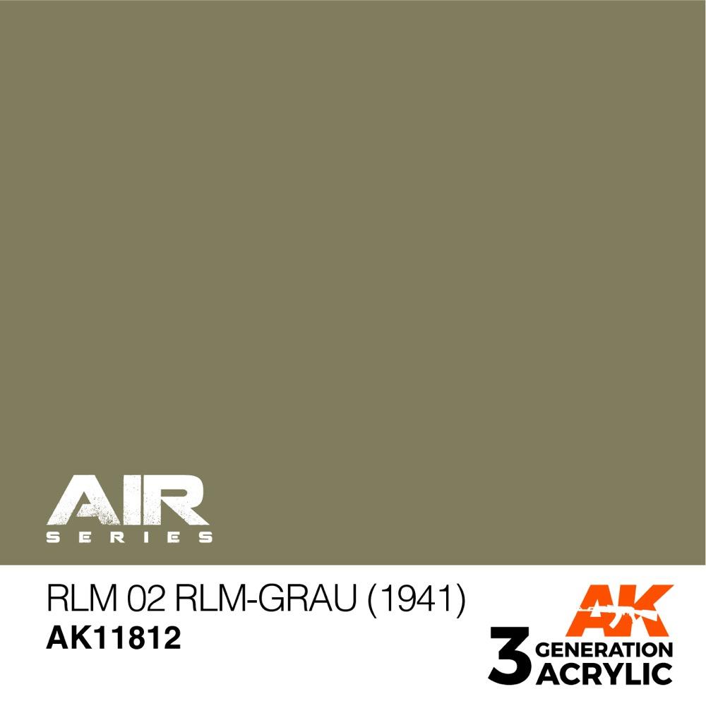 AK Interactive AK11812 Air Series RLM 02 RLM Grau 1941 Acrylic Paint - 17ml Bottle - 3rd Generation Formula - Perfect for Model Aircraft, Military Miniatures & Historical Scale Models