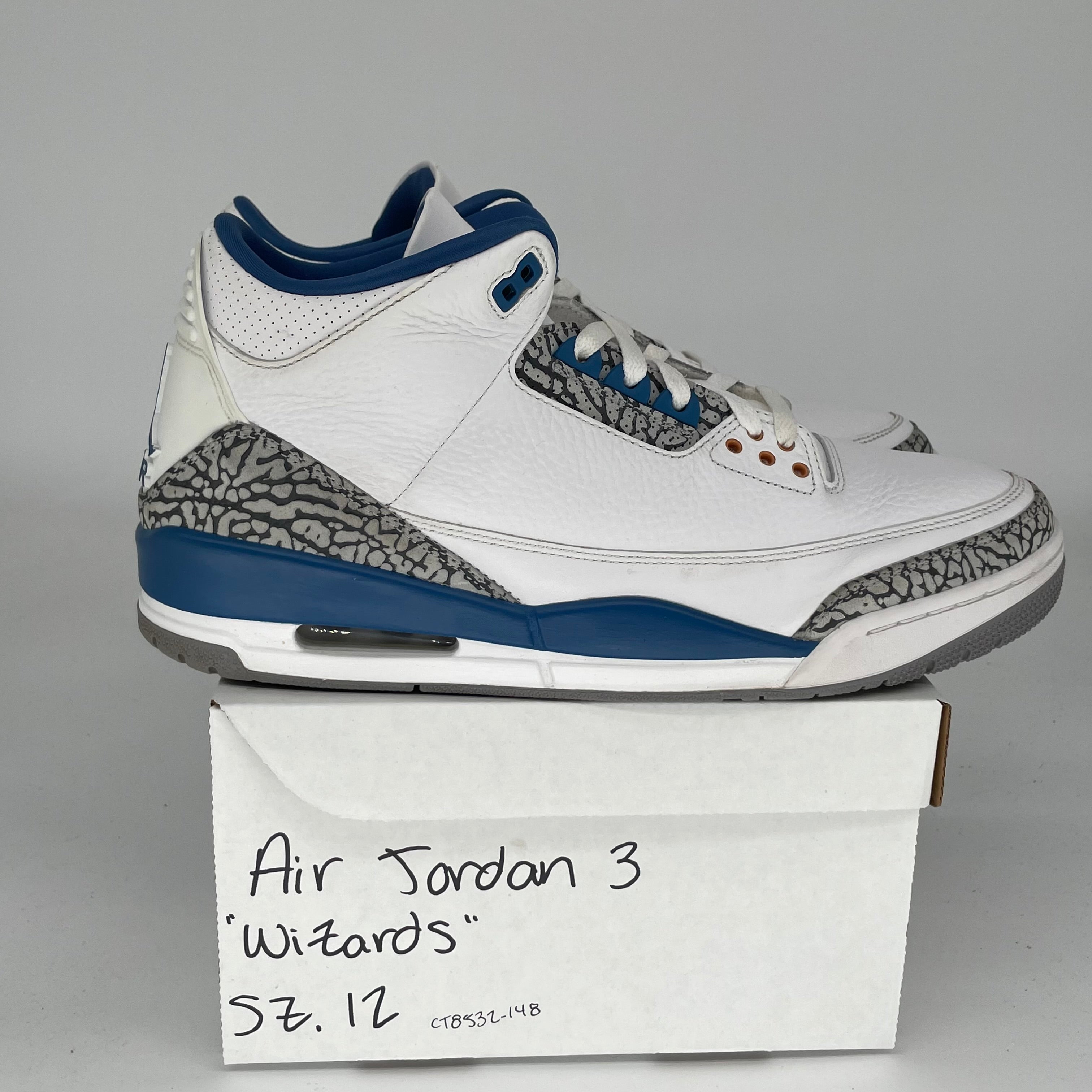 Original: AIR JORDAN 3 WIZARDS SIZE 12 CT8532 148   Optimized: Air Jordan 3 Retro 