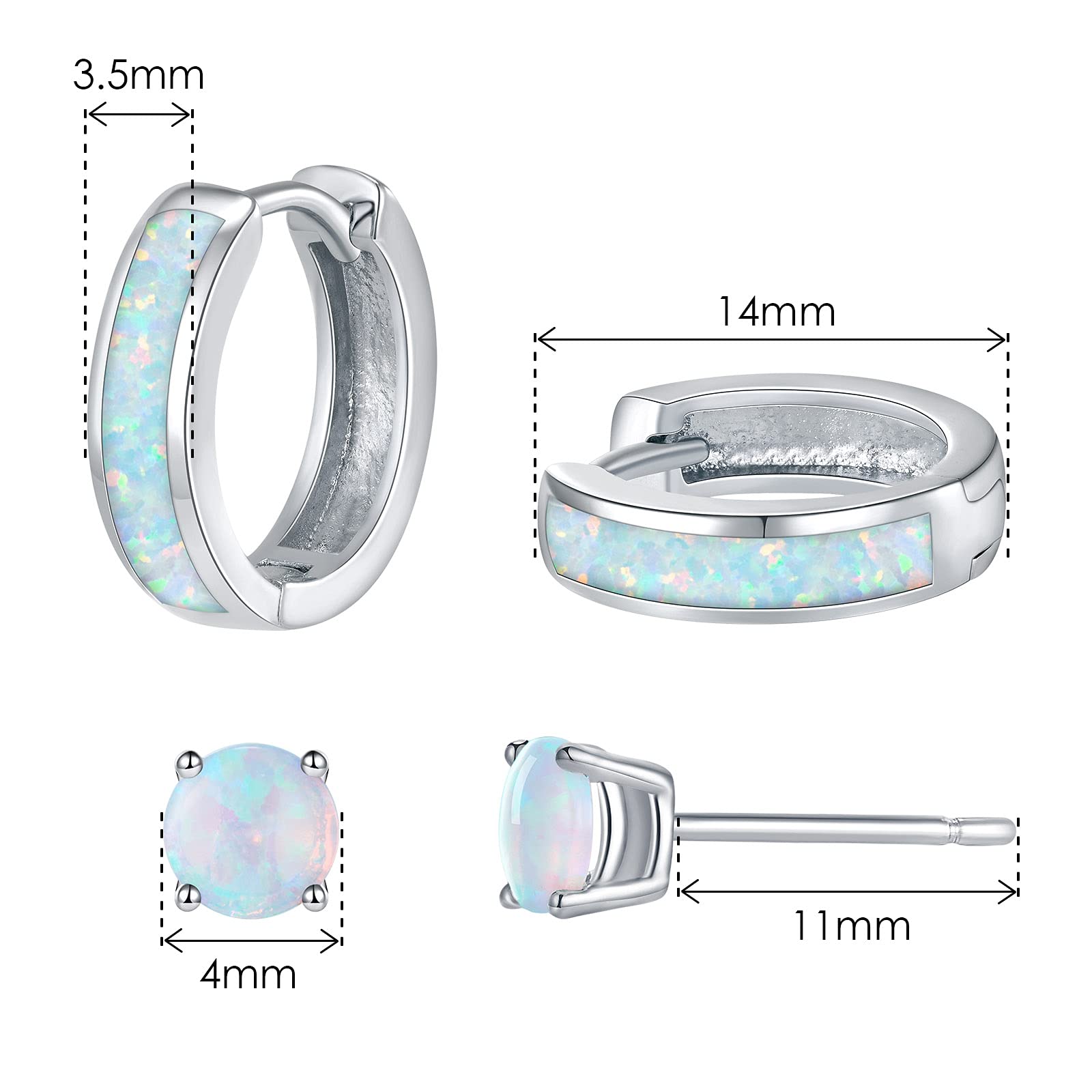 Hypoallergenic 14K Gold/Silver/Rose Gold Plated Opal Stud Huggie Hoop Earrings for Women with Sensitive Ears | Elegant Everyday Jewelry for Work, Date Night & Special Occasions