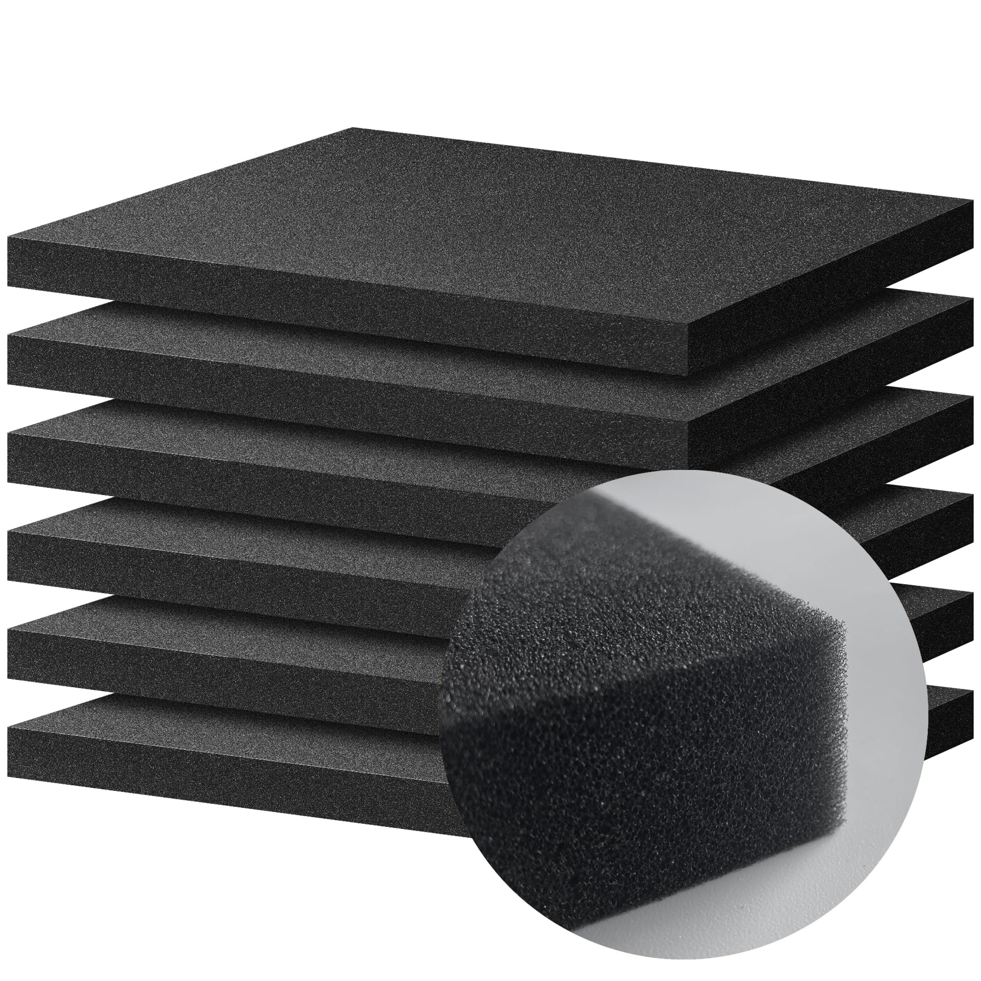 6 PCS Black Polyurethane Foam Sheets 16
