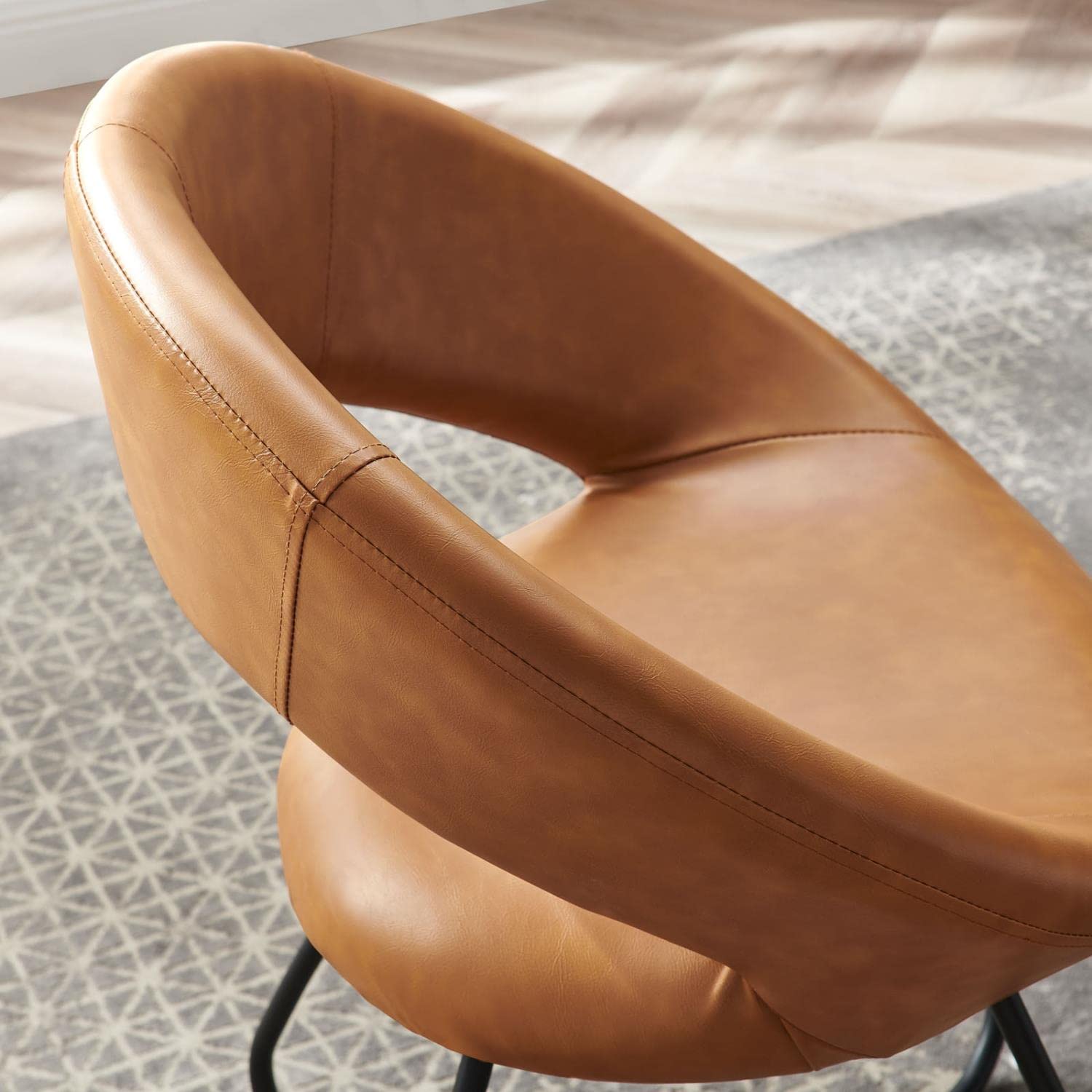 Moday Nouvelle Vegan Leather Dining Chairs Set of 2 - Black & Tan Faux Leather Modern Kitchen Chairs for Dining Room, Restaurant, and Home Decor