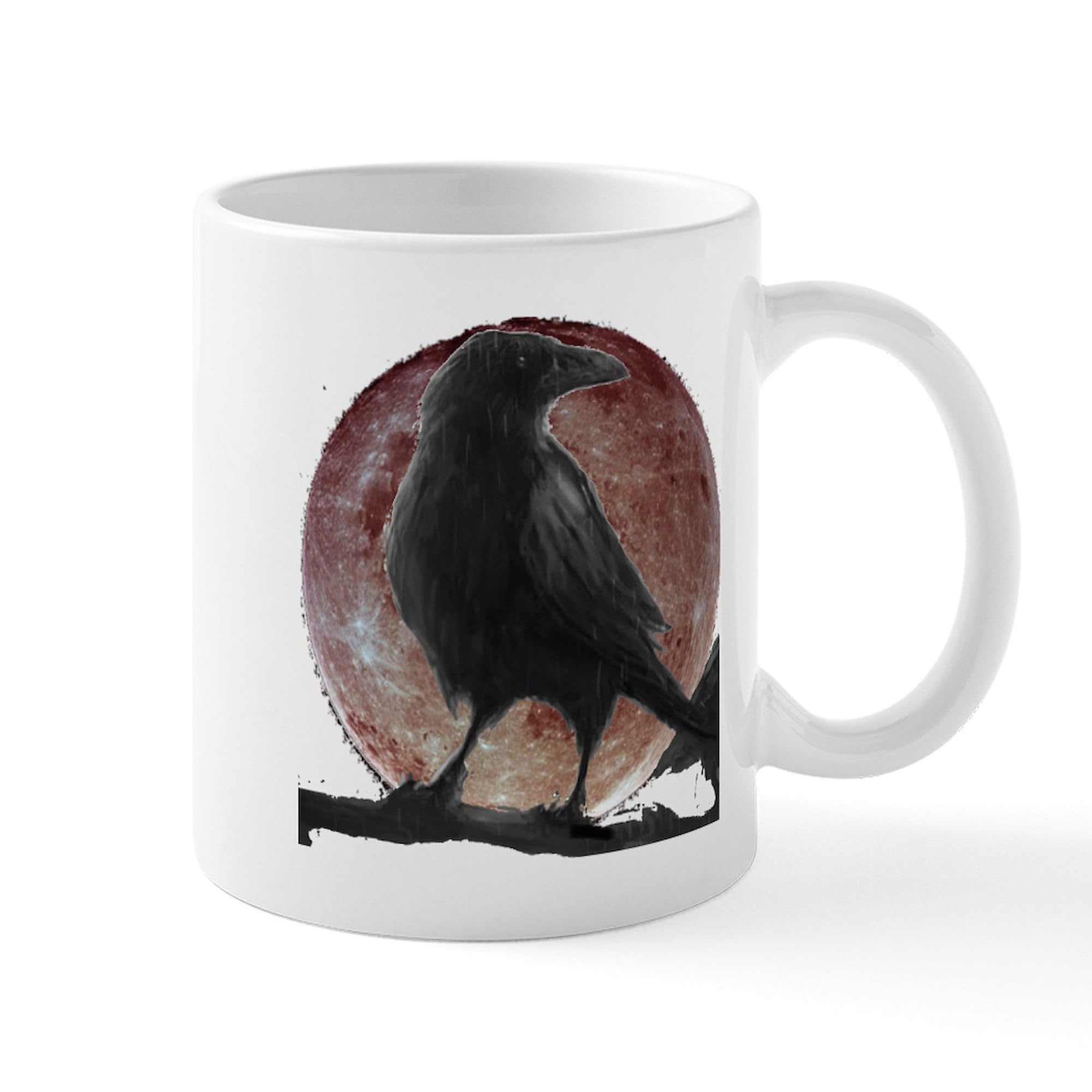 Ravens Stuff/Raven Moon Mug - 11 oz (325 ml) Ceramic Coffee Cup for Tea & Hot Drinks - Perfect for Home, Office & Gifts - NFL Baltimore Ravens Fan Merchandise