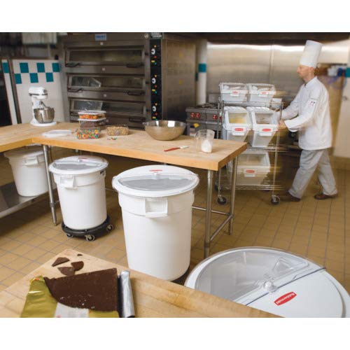 Rubbermaid White Prosave Sliding Lid with Scoop - Compatible with 2632 Brute Container | Food Storage & Kitchen Organization | Perfect for Bulk Ingredients, Pet Food & Pantry Storage