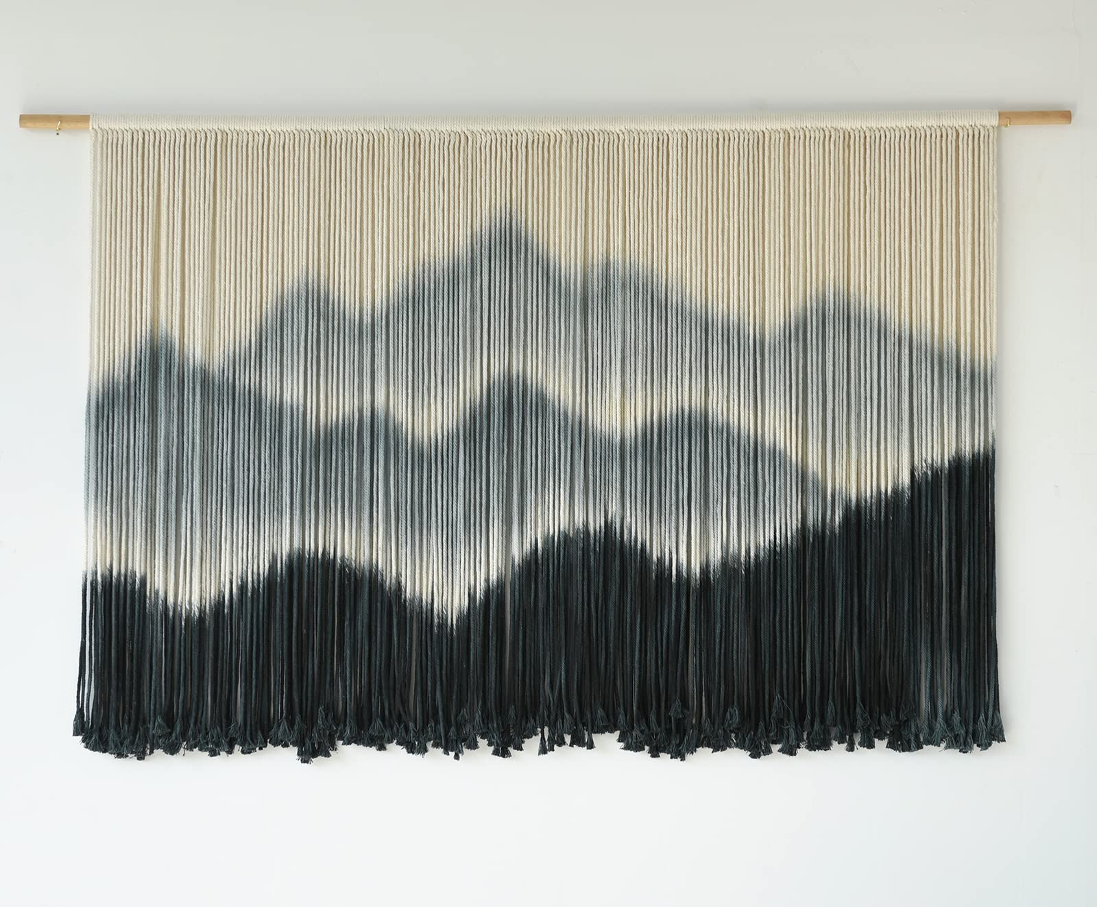 Handmade Macrame Wall Hanging - Boho Mountain Design Dip-Dyed Fiber Art - Large 57