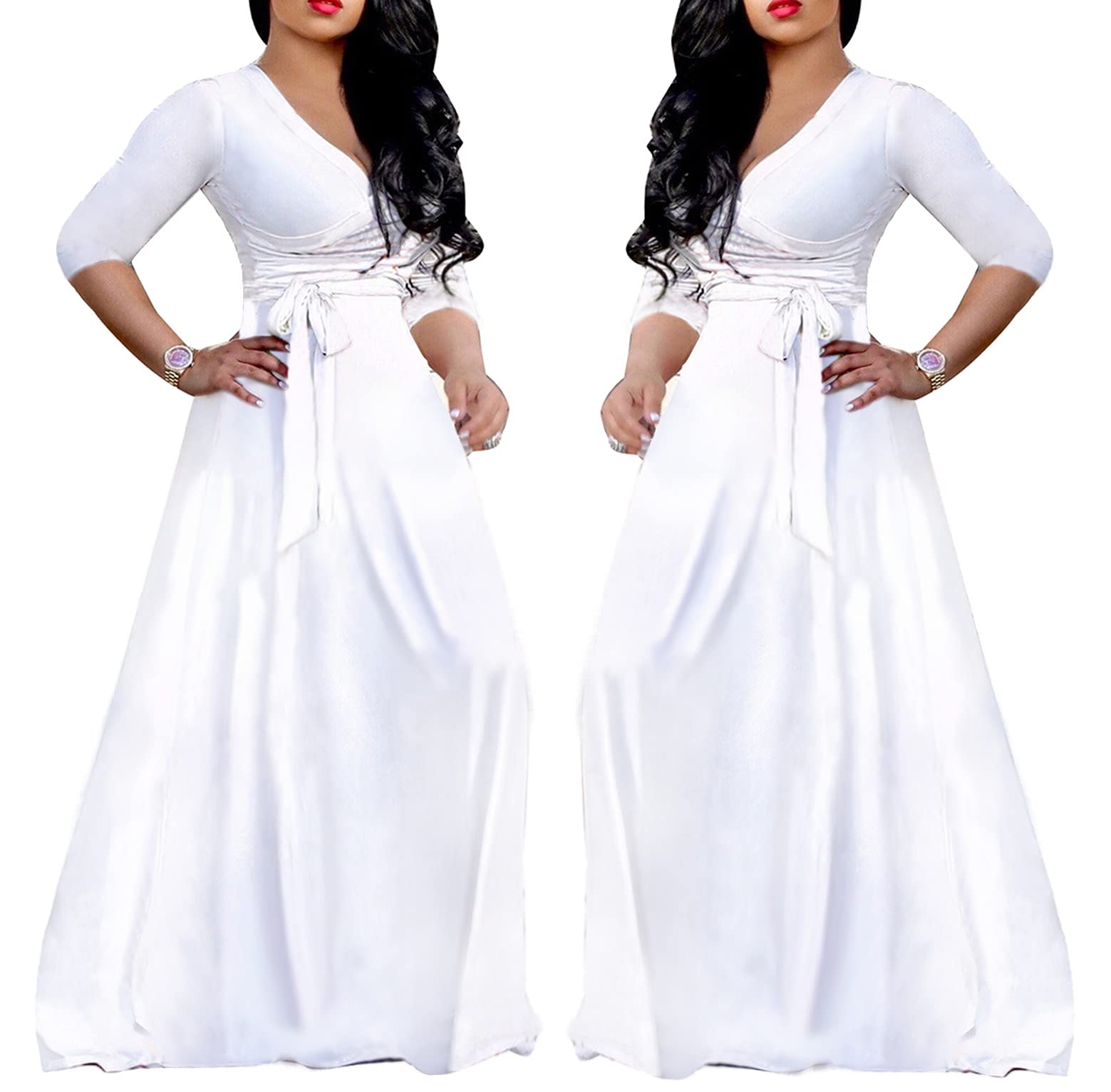 JTNFairy Women's Casual Floral Print Long Maxi Dress Plus Size 4-24, Summer Beach Party Outfits, Boho Chic Wedding Guest Dress for Vacation & Outdoor Events
