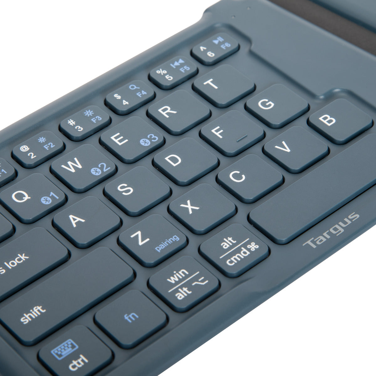 Ergonomic Foldable Bluetooth® Antimicrobial Keyboard - Wireless, Portable & Comfortable for Office, Travel & Home Use (Blue)
