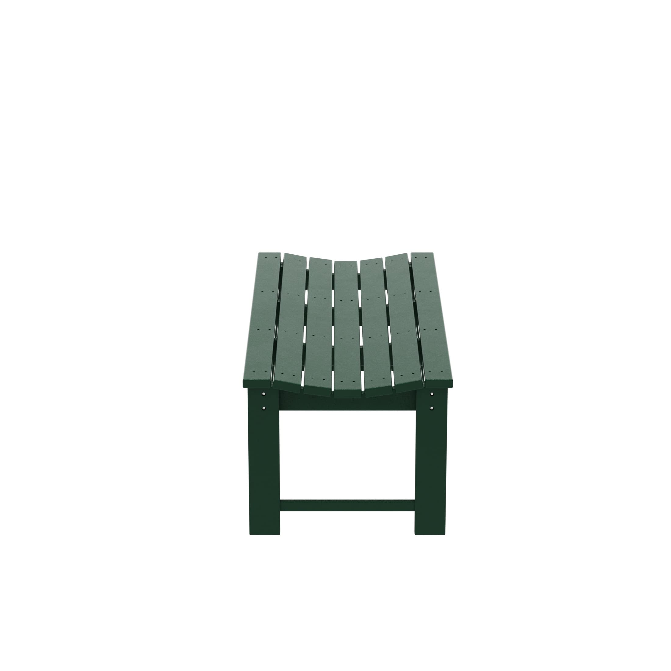 WestinTrends Malibu Outdoor Bench - All Weather Resistant Poly Lumber Backless Patio Garden Bench - Comfortable Adirondack Style Curved Seat - Dark Green - Perfect for Garden, Patio, Poolside & Outdoor Relaxation
