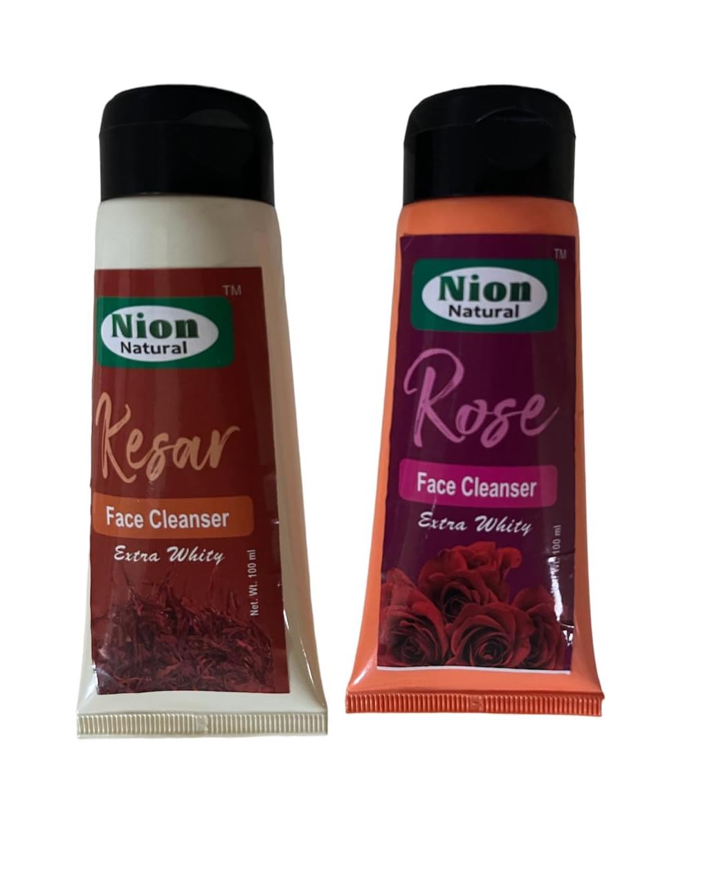 Nion Natural Kesar & Rose Face Cleanser - Extra Whitening Daily Face Wash for Oily & Acne-Prone Skin | Gentle Foaming Cleanser (Combo Pack) | Perfect for Morning & Night Skincare Routine