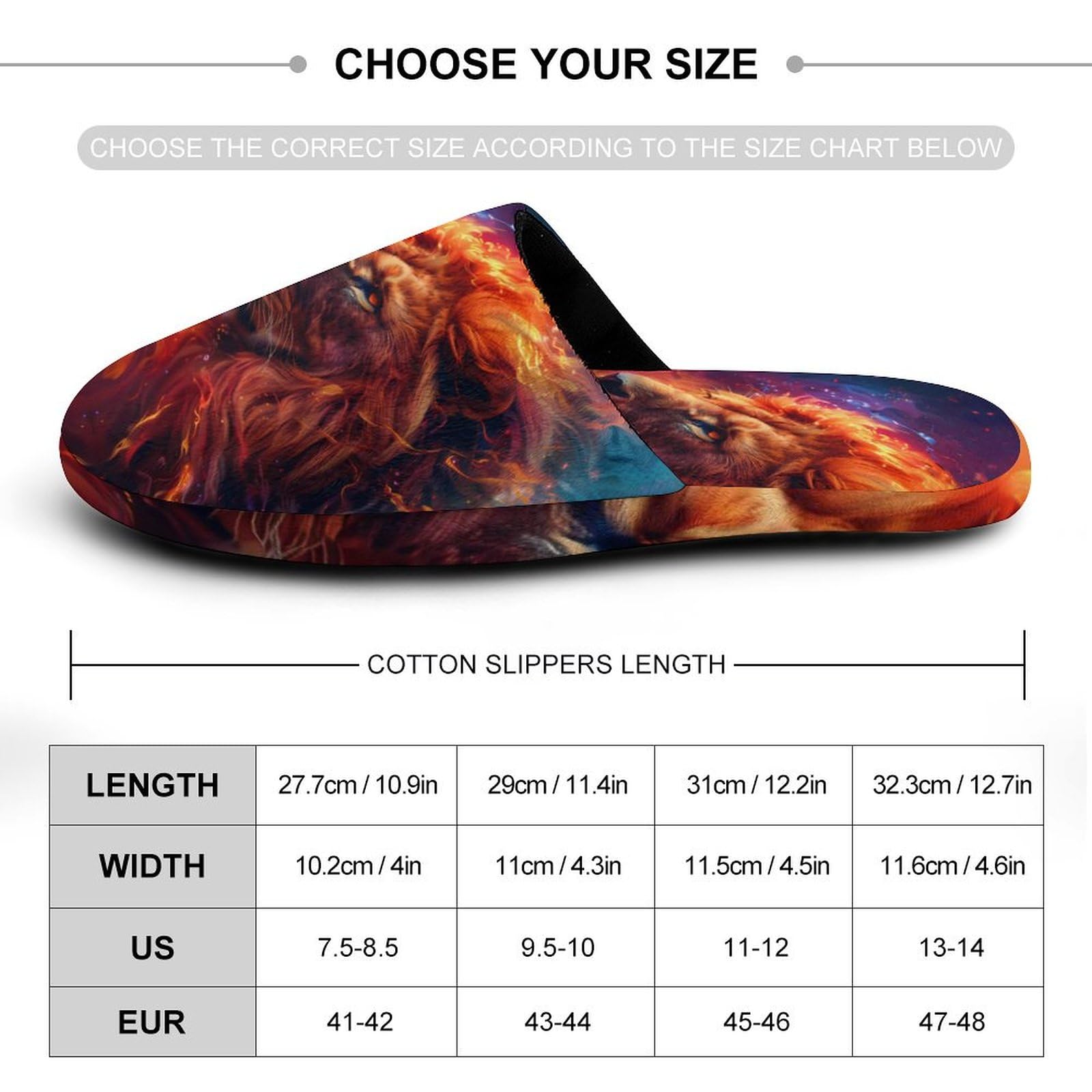 Fire Lion Men's Cotton Slippers - Soft & Warm House Shoes for Indoor/Outdoor Use - Perfect for Bedroom, Lounge & Backyard Comfort