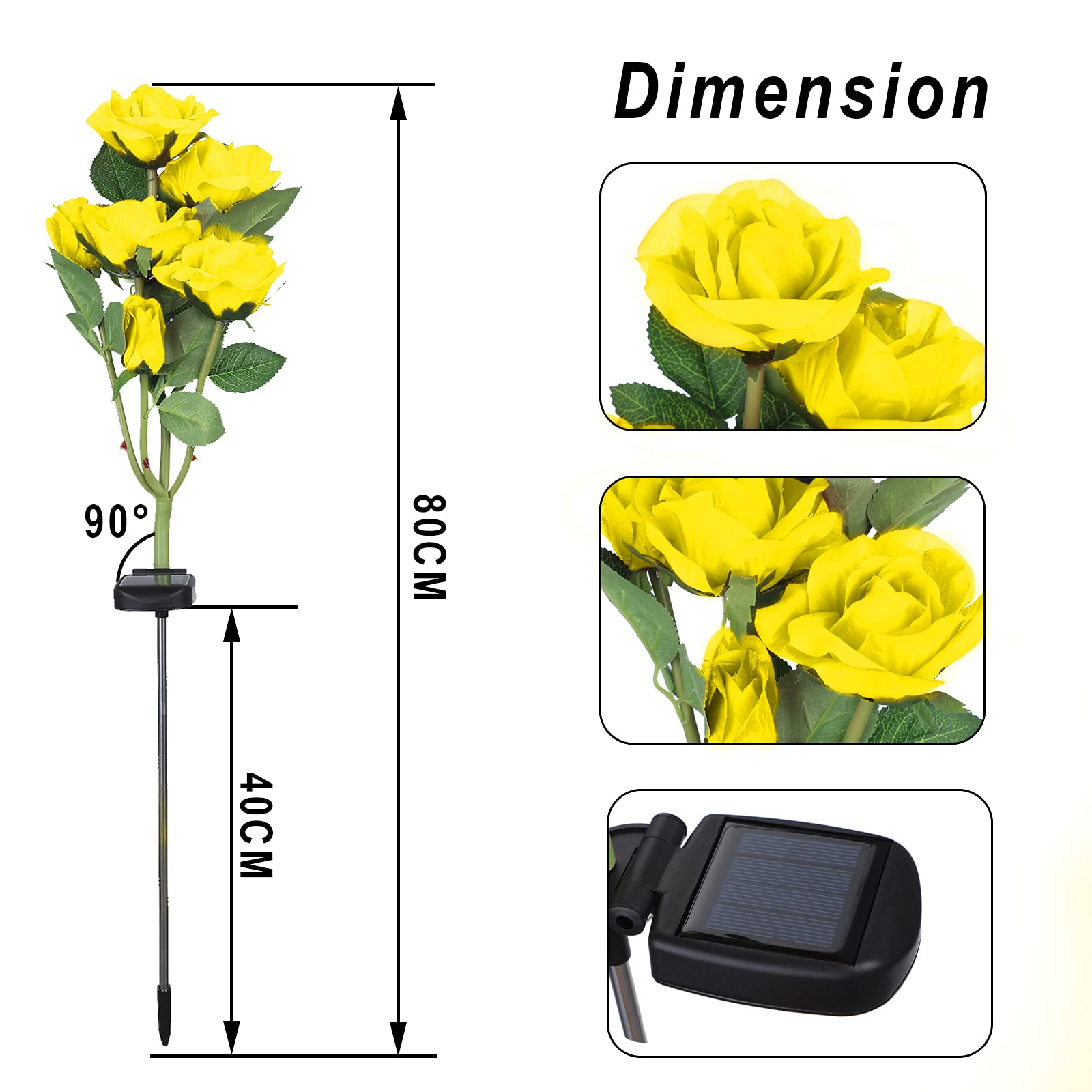 2PC Solar LED Outdoor Lights - Upgraded Waterproof Garden & Pathway Lighting with 12 Rose Flowers for Landscape, Yard, Patio, Lawn | Solar Powered Decorative Stake for Christmas, Courtyard & Nighttime Ambience