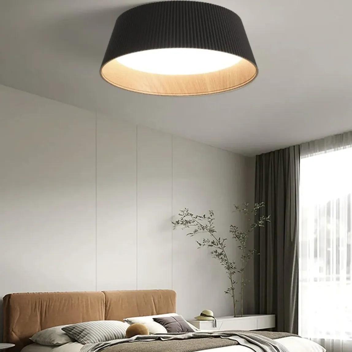 Modern Round Ceiling Light with Vertical Texture - Minimalist Design for Living Room, Bedroom & Dining Room Lighting