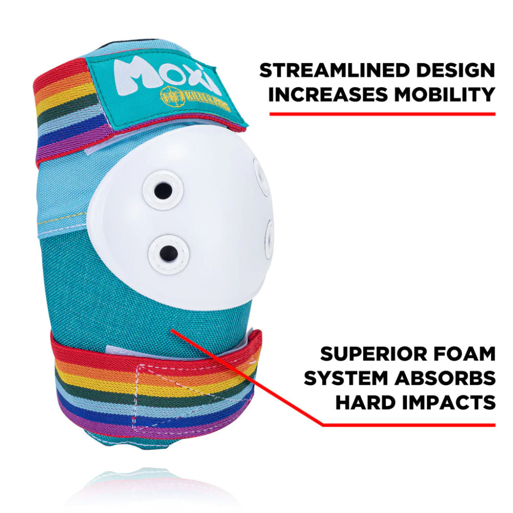 187 Moxi Junior Pads Six Pack - Protective Knee and Elbow Pads Set for Kids Skateboarding, Roller Skating & Scooter Riding - Durable Safety Gear for Young Athletes