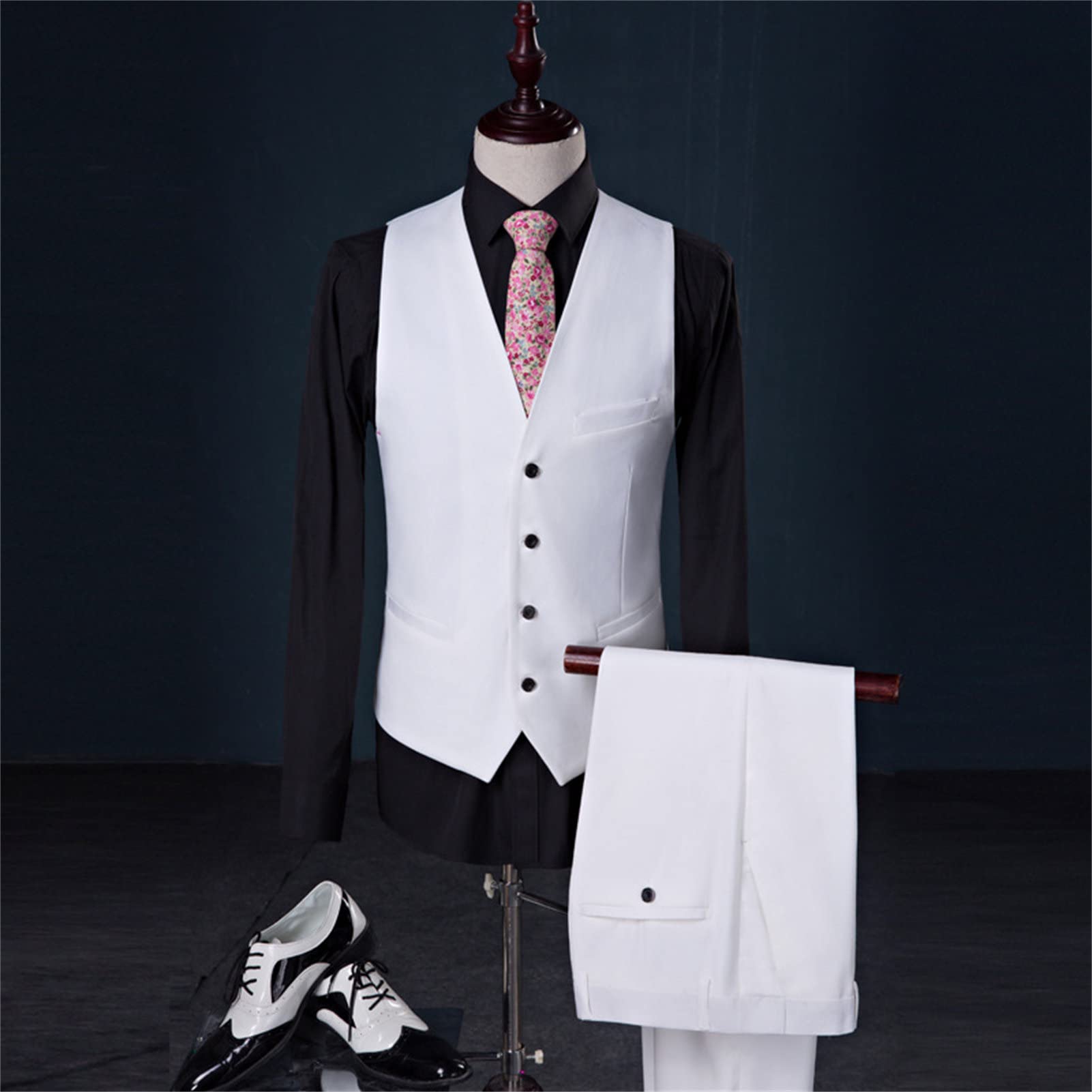 Men's Slim Fit 3 Piece Suit Set - One Button Solid Formal Wedding Tuxedo with Notch Lapel | Prom Blazer, Vest & Pants | Perfect for Weddings, Business Meetings & Special Occasions
