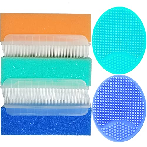 **Soft Baby Bath Brush & Cradle Cap Scrubber - Gentle Sensory Scrubber with Bristles for Newborns & Infants - Essential Baby Care for Dry Skin & Cradle Cap (Blue, Green, Orange) - Perfect for Sensitive Skin & Relaxing Bath Time**