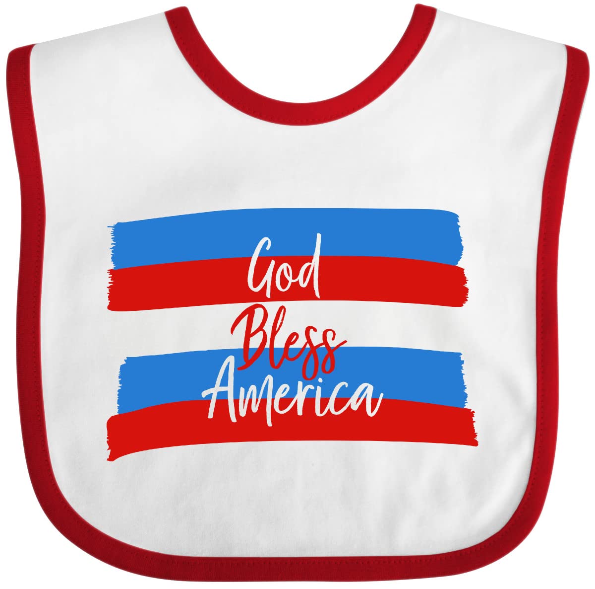 Inktastic God Bless America Red White and Blue Patriotic Baby Bib - Soft Cotton Drool Bib for Infants, Perfect for 4th of July, Memorial Day & Independence Day Celebrations