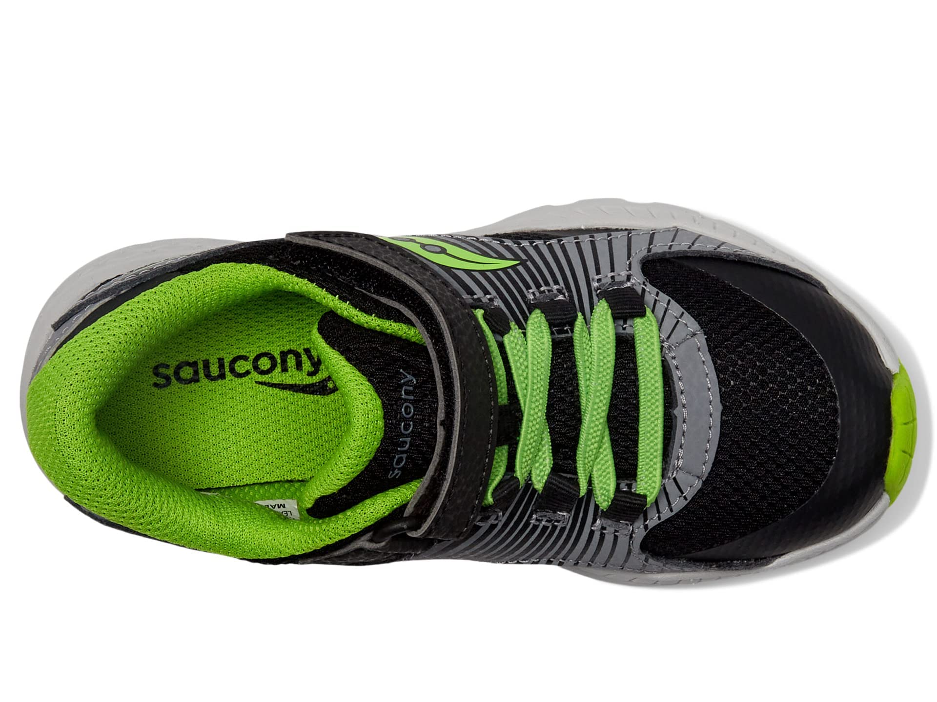 Saucony Velocer A/C Sneakers for Kids - Black/Green - Size 5 Big Kid M - Lightweight Running Shoes for Boys & Girls - Perfect for School, Sports & Daily Activities