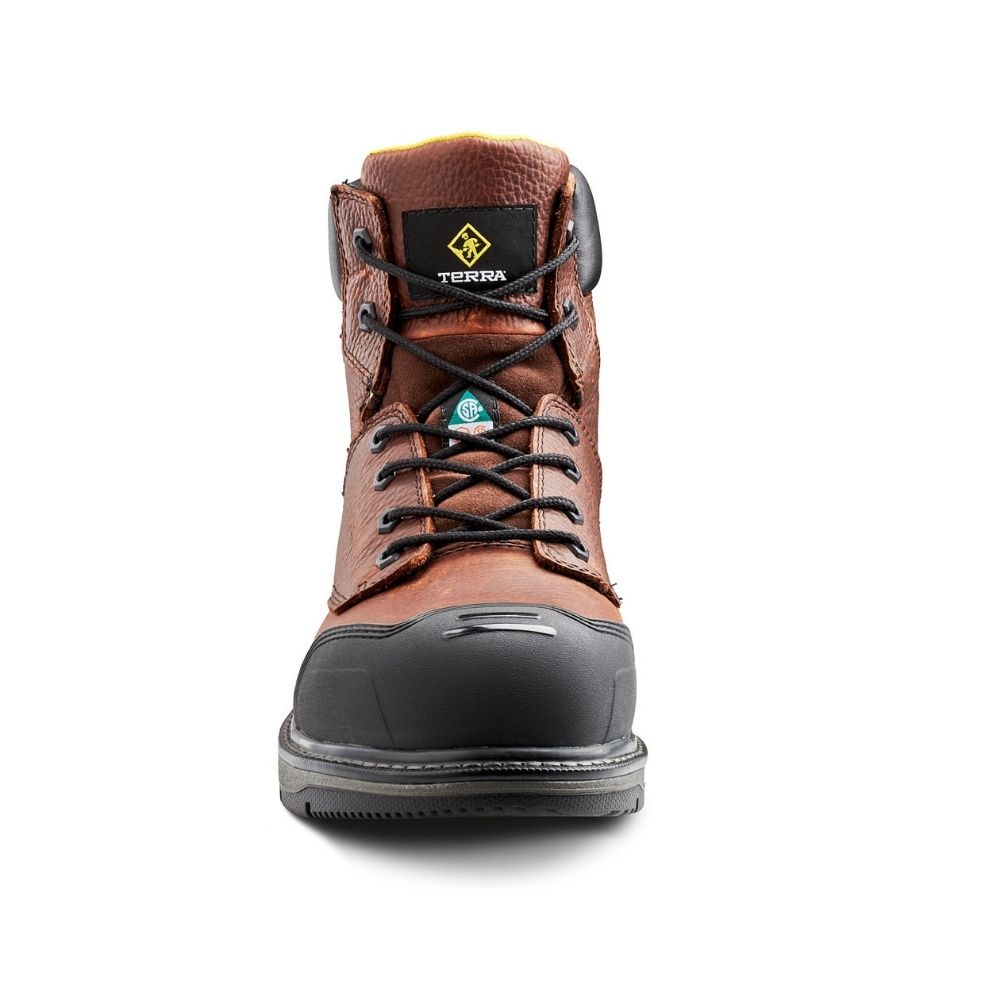 Terra Patton TR0A4NS6BRN Unisex Steel Toe Work Boots - CSA Certified Safety Shoes for Construction & Industrial Work (Brown)