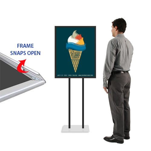 12x18 Double Pole Floor Stand Sign Holder - 1 1/4